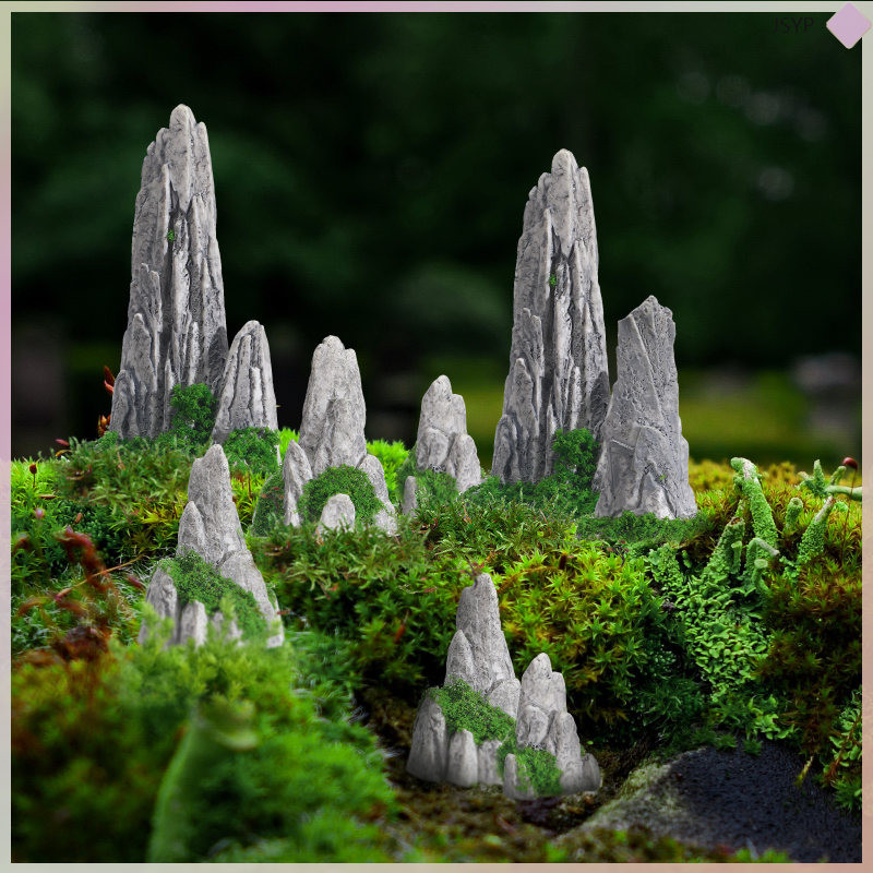 Mini Zen Garden Để Bàn Rockery Trang Trí Khuôn Cây Cảnh Tượng Đồ Trang Trí Mô Phỏng Phong Cảnh Terra