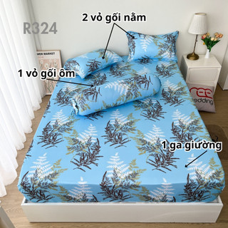 Bộ ga giường thun lạnh 4 món R324 in 5D REE Bedding đủ size drap trải nệm