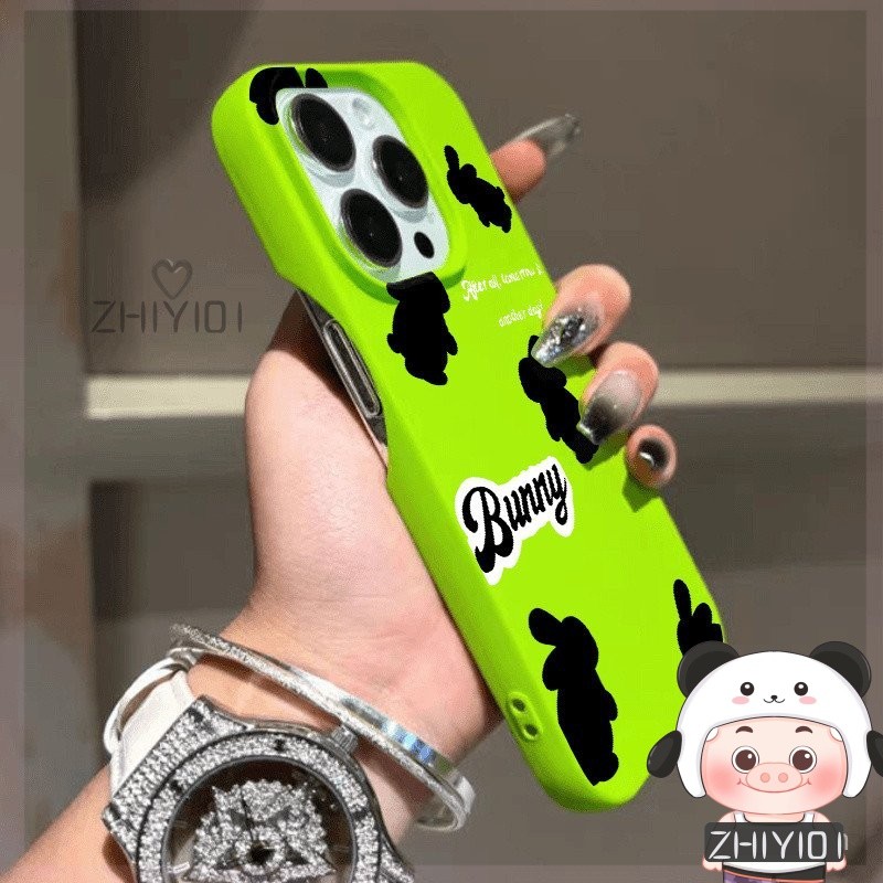 Ốp điện thoại nhiều màu đơn giản cá tính sáng tạo thỏ đen cao cấp dùng cho iPhone 15 14 13 11 pro ma
