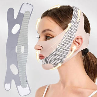 Băng giảm béo mặt hai cổ - Băng đeo mặt chữ V thoáng khí - Dây đeo chống nhăn nâng cơ mặt - Dây thun - Dụng cụ mặt nạ - Giảm cằm đôi - Đai nâng cơ mặt