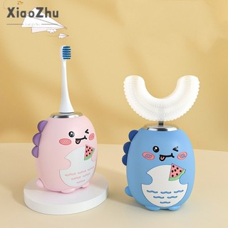 Xiaozhubangchu Phim hoạt hình khủng long nhỏ hình chữ U bàn chải đánh răng điện trẻ em 3-12 tuổi không dây chống thấm nước bàn chải đánh răng cho bé
