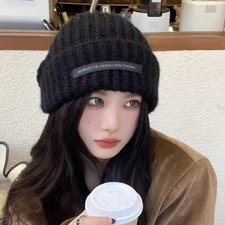 Mũ ấm áp tuần hoàn đầu lớn Mũ len nữ mùa thu đông Phiên bản Hàn Quốc của nắp cọc dệt kim
