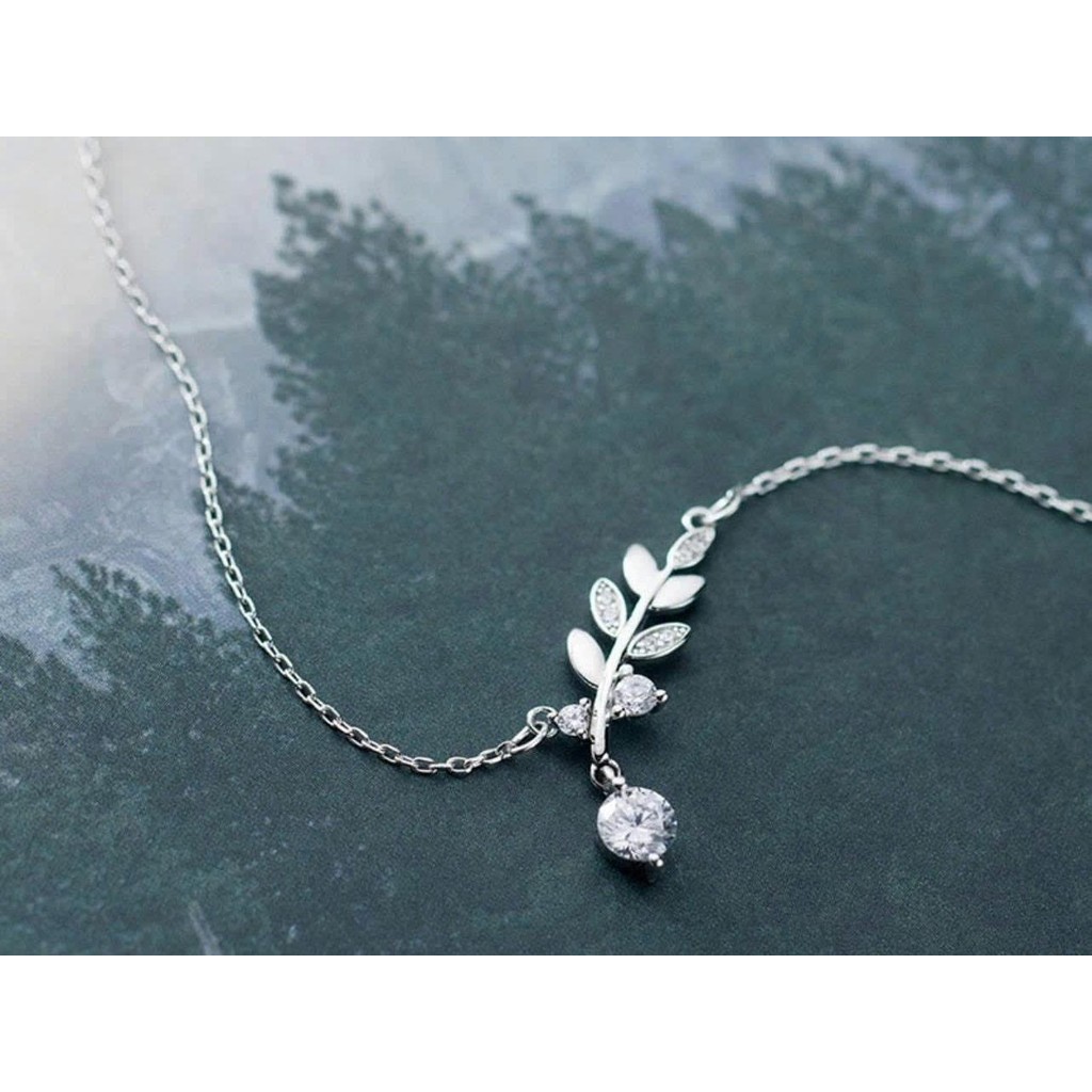 Dây chuyền nữ liền mặt hoa đính đá thời trang , chất liệu bạc s925 NPJ D0953