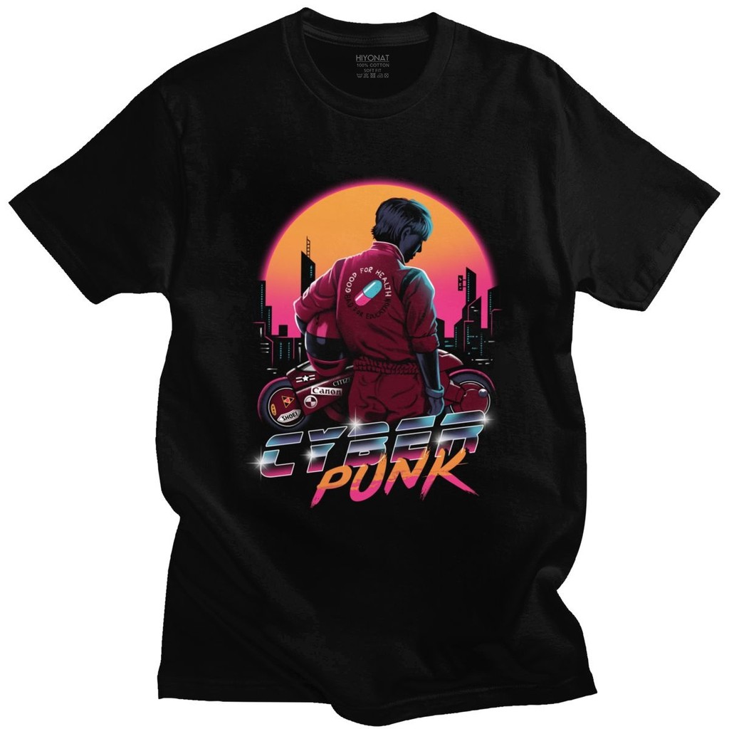 Anime Manga Akira Neo Tokyo Áo Nam Tay Ngắn Shotaro Kaneda Synthwave Graphic Áo Thun Prerunk Cotton 