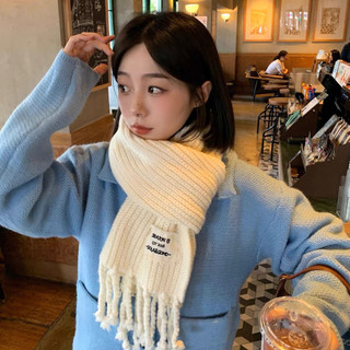 Mùa Đông Hàn Quốc Mới Mùa Đông Nữ Đa Năng Sinh Viên Dày Và Ấm Màu Tua Rua Sợi Khăn Dệt Kim