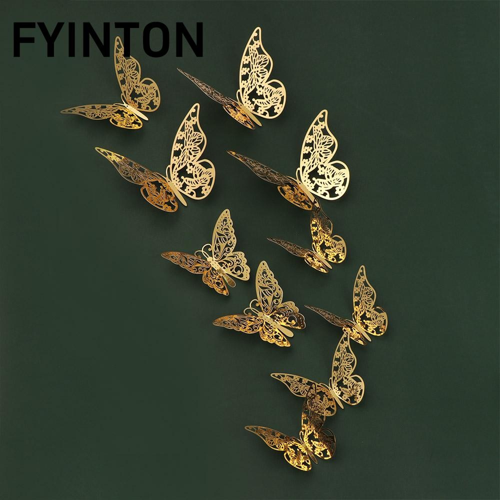 FYINTON Set 12 Miếng Dán Hình Bướm 3d Trang Trí Nội Thất