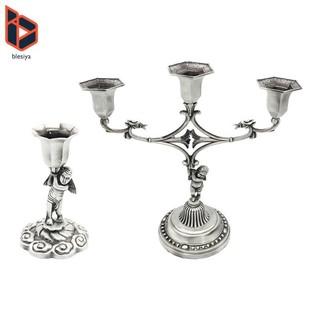 blesiya Chân nến thiêng liêng Trang trí thiếc Kim loại Retro Giá đỡ nến Candelabra