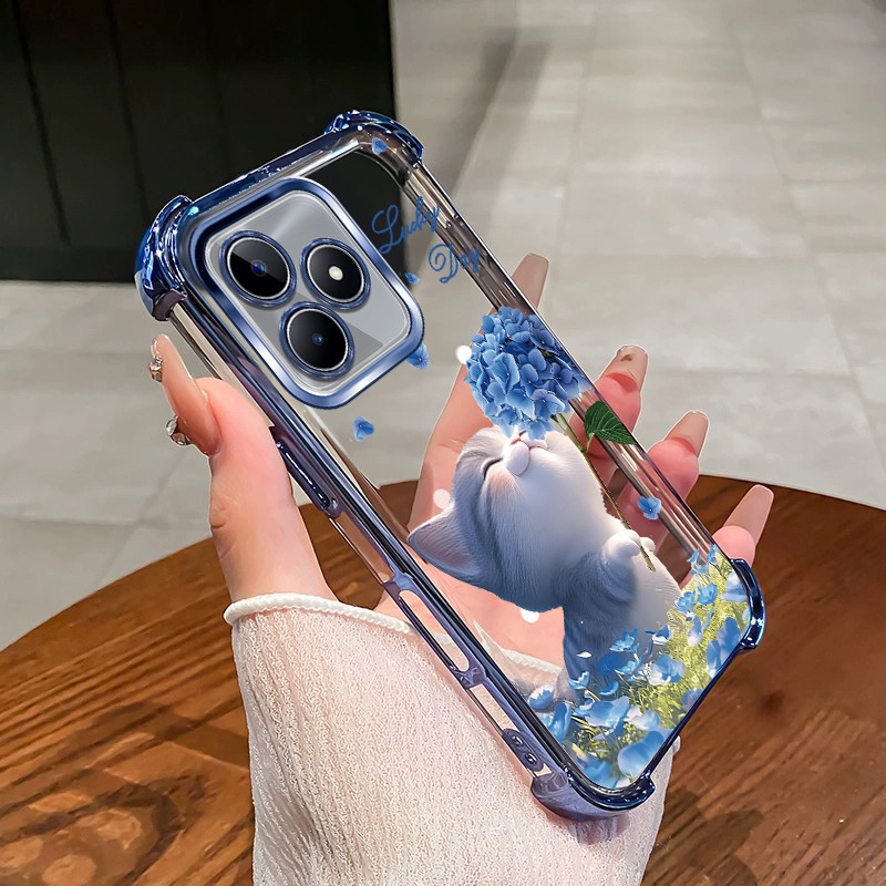 Ốp Lưng Cho Realme C53 C51 NOTE 50 C55 C61 C63 Narzo N63 C65 C67 c75 14x neo 7 Vỏ Điện Thoại Hoa Mèo