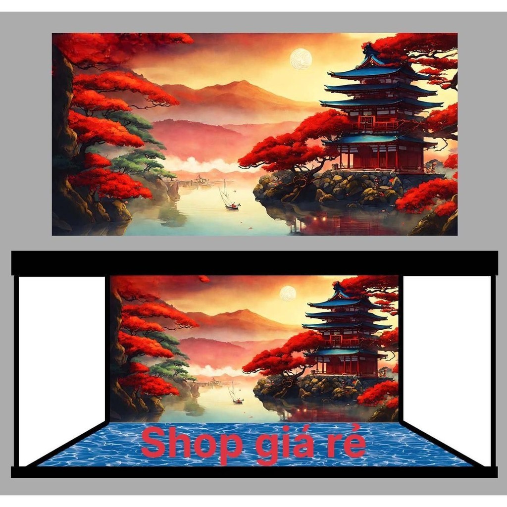 Tranh Bể Cá Tranh 3D Dán Hồ Cá Mẫu Phong Cảnh Mới Tặng Tem Cảnh Báo