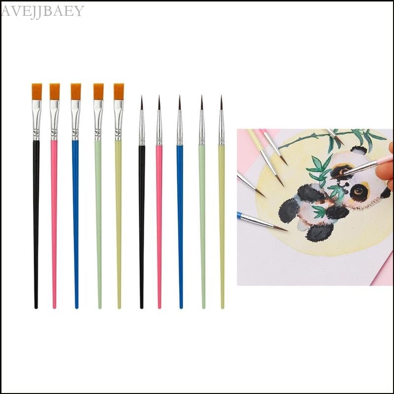 Paint Brush, 10Pcs Round/Flat Tip Paintbrushes Nylon Hair Artist Art Paint Brush