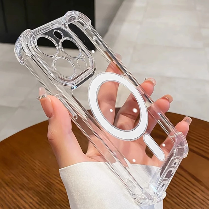 Ốp lưng iPhone trong suốt chống sốc từ tính cho 11-16 Pro Max / Plus | Bảo vệ toàn diện