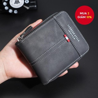 Ví dây kéo khối màu mới dành cho nam - Hộp đựng tiền xu và thẻ ngắn đa chức năng