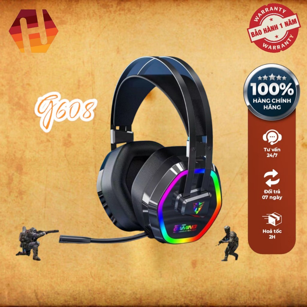 Tai Nghe Gaming G608 Led RGB chính hãng (USB 7.1), Full Box, Bảo Hành 1 Năm
