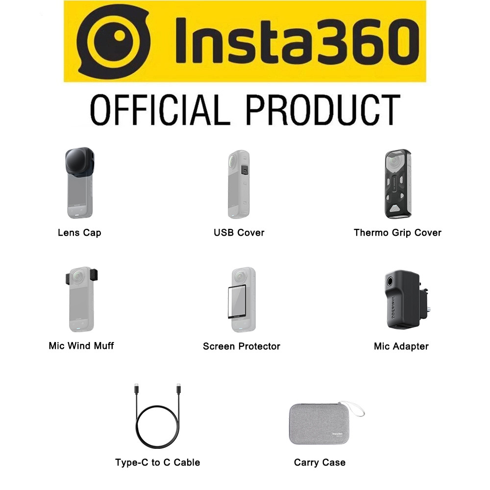 Phụ kiện Insta360 X4-Insta360 X4 Nắp ống kính / Vỏ USB / Mic Wind Muff / Bảo vệ màn hình / Hộp đựng