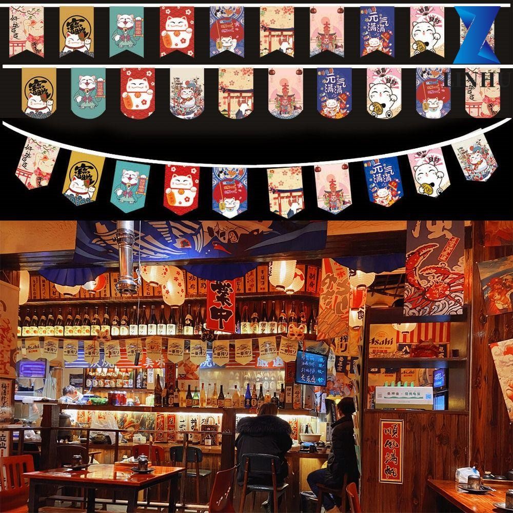 LINHU Cờ treo Nhật Bản, Lẩu Nhật Bản Sushi Bistro Biểu ngữ trang trí, Lễ hội Sashimi Ramen Ẩm thực V