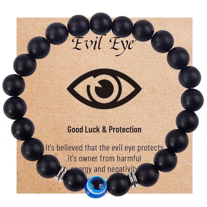 Premium Selection#Devil's Eye Bracelet Blue Evil Eye Frosted Beads High-Value Exquisite Single Circl
