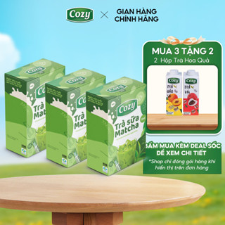 COMBO 3 Trà Sữa Matcha Cozy Hòa Tan 3IN1 (3 hộp x 10 gói x 17gr) Hương Vị Ngọt Thơm, Không Lo Tăng Cân