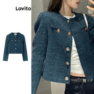 Áo khoác Lovito trơn họa tiết phong cách thường ngày cho nữ LNA79082