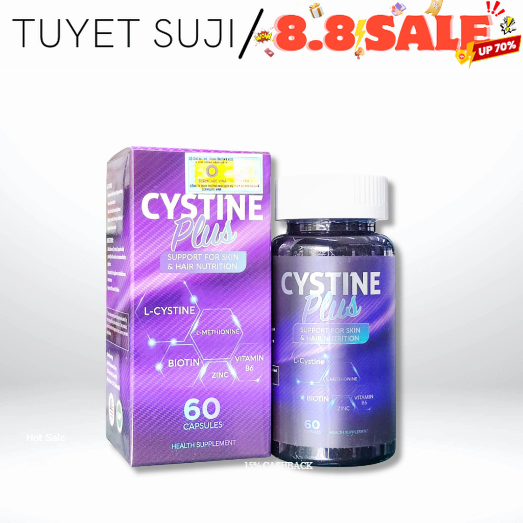 VIÊN UỐNG CYSTINE PLUS GIẢM MỤN, NGĂN RỤNG TÓC, GIẢM SẮC TỐ DA HỘP 60 VIÊN[CHÍNH HÃNG]