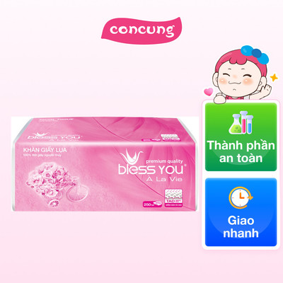 Khăn giấy lụa rút Bless You Alavie (250 tờ)