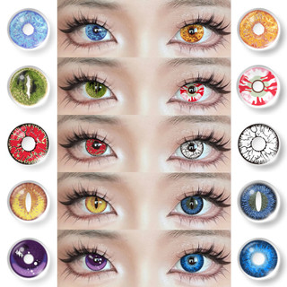 Mắt Halloween Màu Liên Hệ Ống Kính Anime Cosplay Trang Điểm Điên Xanh Ống Kính Liên Hệ Màu Halloween Màu Kính Áp tròng