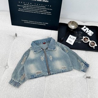  K101- tomnaukid  Áo khoác Jean bò croptop  cá tính cho bé gái Size từ 8-30Kg 