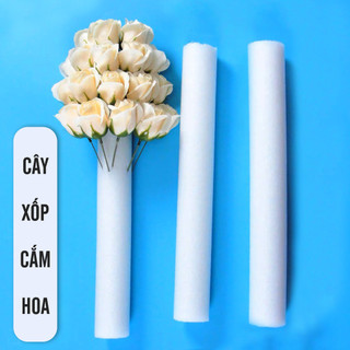 Cây xốp tròn trắng dài 50cm cắm hoa, bóa hoa cưới, hoa len