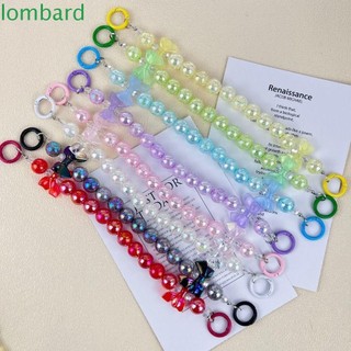Lombard Nơ Hạt Dây Xích Điện Thoại, DIY Trang Trí Nổ Hạt Móc Khóa, Móc Chìa Khóa Phụ Kiện Dây Đeo Cổ Tay Thời Trang Handmade Đính Hạt Túi Mặt Dây Chuyền Trang Sức