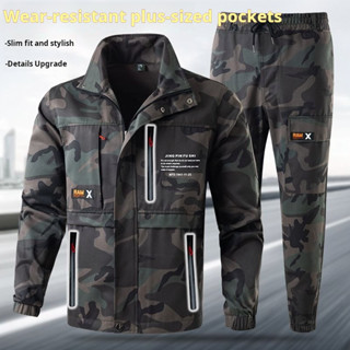 Quần áo bảo hộ lao động Quần áo ngụy trang nam Bảo hiểm lao động Quần áo bảo hộ lao động chống mài mòn Phù hợp với quần áo công trường xây dựng dày chống bụi bẩn/Đồng phục công việc, quần áo công việc nam, quân phục, quần áo bảo hộ lao động, bộ đồ chống m