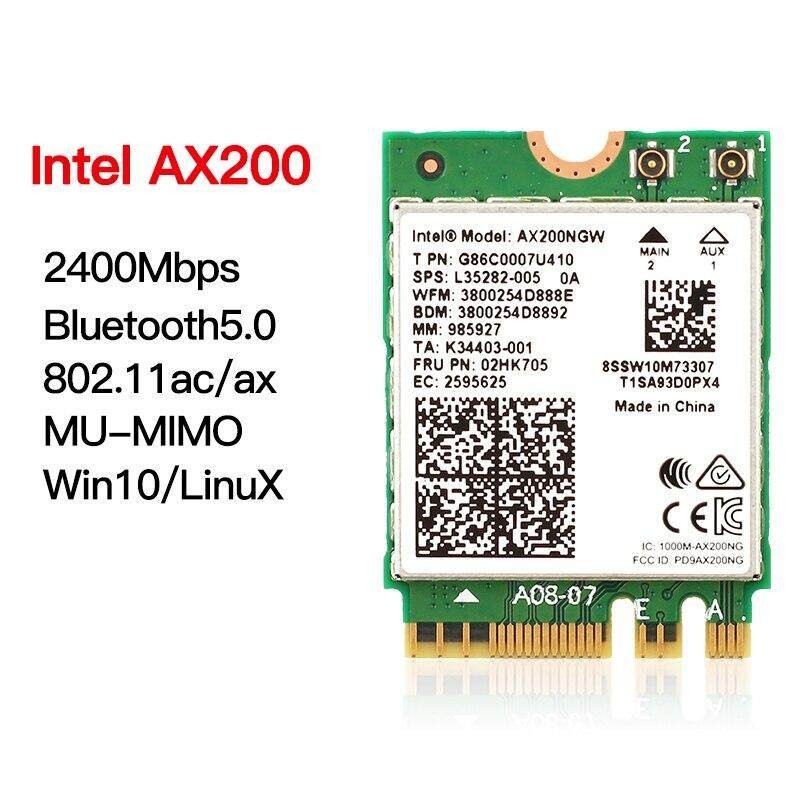 Ax200 Băng tần kép không dây AX200NGW 2.4Gbps 802.11ax Không dây Intel Wi-Fi 6 AX200 M.2 NGFF WiFi W