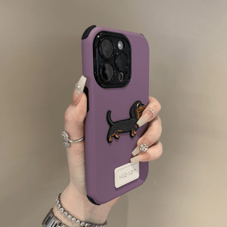 Ốp điện thoại thêu màu trơn tiên tiến Dachshund cho iPhone15 14 13 12 11 Pro Max Vỏ chống sốc bảo vệ camera mờ mặt sau cứng