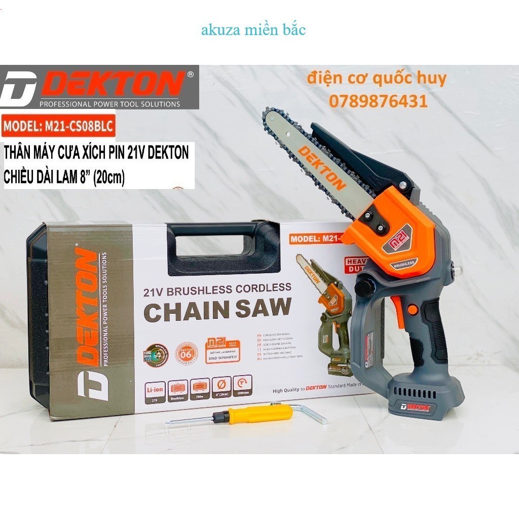 Thân máy cưa xích pi.m Dekton M21-CS08BLC lam dài 8 inch không chổi than miền bắc