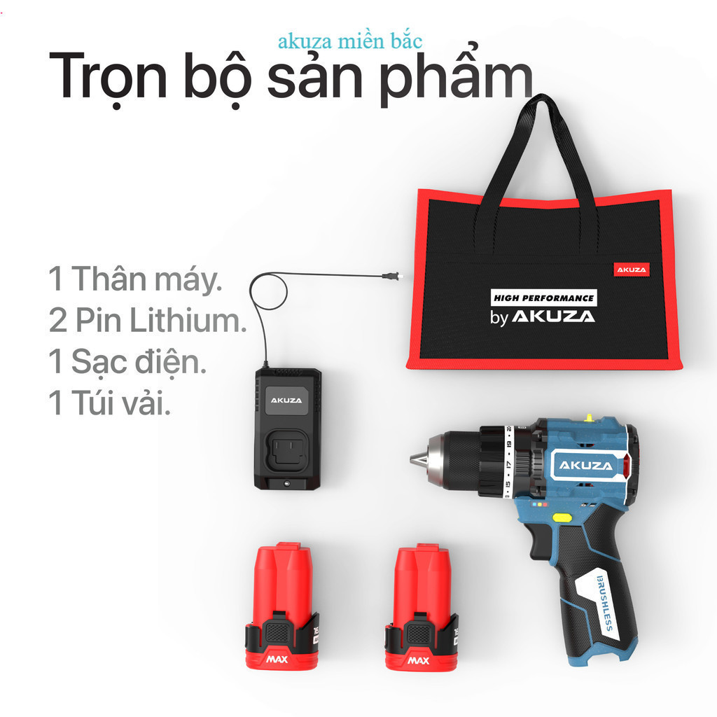 {Chính Hãng} Khoan pi.m AKUZA F1, (Anti Kickback) Chống Vặn Cố Tay,Có Búa,16,8V Mạnh Nhất Việt Nam m