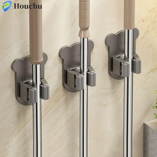 Móc chổi bằng thép không gỉ HOUCHU, Móc treo cố định chổi mạnh mẽ, Kẹp cây lau nhà không treo tường đa chức năng Phòng tắm