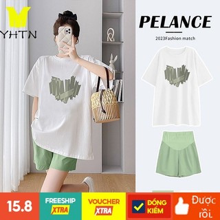 Bộ áo thun + quần short thời trang mùa hè hàn quốc năm mới 2023 cho mẹ bầu