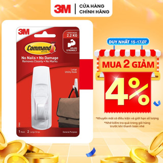 Móc dán tường chịu lực 2.2kg 3M™ Command™, 17003, độ bền cao, bám cực chắc, chịu lực 2.2kg, vỉ 1 cái