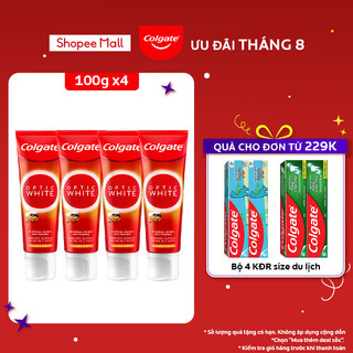 Bộ 4 Kem Đánh Răng Colgate trắng răng Optic White trắng trong 7 ngày từ khoáng núi lửa 100g