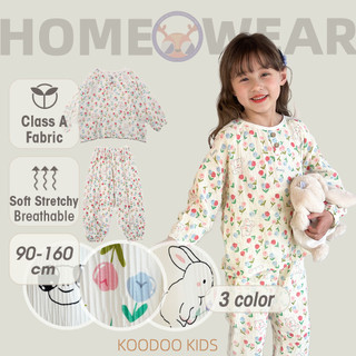 Bộ Đồ Ngủ Hoa Trẻ Em Phong Cách Hàn Quốc Cho Bé Gái Nhẹ Thoải Mái Đồ Ngủ Size 90-160cm