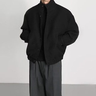 Cảng Muse	Áo khoác nam xu hướng mới đơn giản màu trơn cổ điển dáng rộng phù hợp với áo khoác cổ đứng