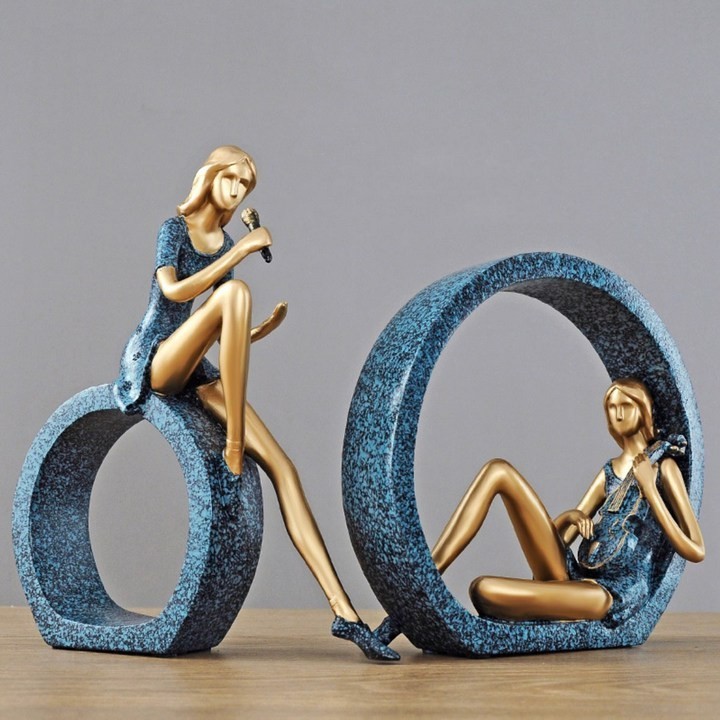 Bộ 2 Tượng Nghệ Thuật GIRLS BAND Modern Home decor tinh tế World mart