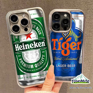 ốp lưng iPhone 16 15 11 Heineken TIGER Bia Ốp Lưng Cho iPhone 15 Pro Max 11 14 XR 13 12 Pro Max 8 7 Plus X Xs Max Se 2020 13 12 11 Mềm Sang Trọng Khung Mạ Điện Trong Suốt