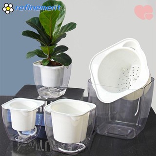 Chậu hoa tái tạo, Chậu cây thủy canh bằng dây Cotton tự thấm tiết kiệm nước, Phụ kiện sân vườn trong suốt vuông bền bỉ Chậu hoa gia đình