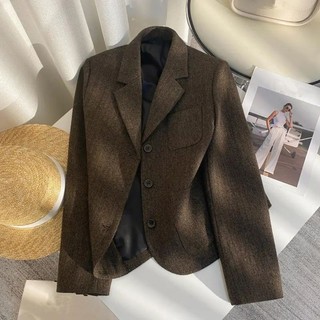 Nâu Hoa Văn Xương Cá Len Phù Hợp Với Áo Khoác Nữ Thu Đông Thiết Kế Cao Cấp Cảm Giác Niche Chiên Phố Sang Trọng Nhỏ Phù Hợp Với