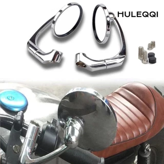 Gương chiếu hậu HULEQI, Gương chiếu hậu xe máy thanh uốn cong lồi, Phụ kiện xe máy tròn màu bạc cổ điển phổ thông