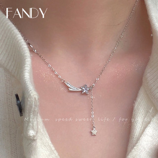 Fandy Đơn Giản Ngôi Sao Mặt Trăng Vòng Cổ Cho Nữ Pha Lê Hàn Quốc Bạc Tua Rua Dây Chuyền Phụ Kiện Trang Sức