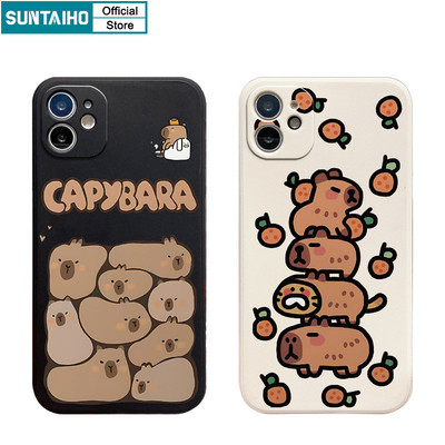 Suntaiho Vỏ Dễ Thương Độc Đáo Họa Tiết Capybara Ốp lưng Iphone 16 15 14 13 12 11 Pro Max IP 7 8 Plus Iphon X Xs XR Xs Max Silicon Mềm Cao Cấp Chống Sốc Ốp Lưng
