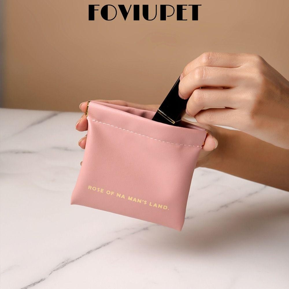 FOVIUPET  Túi trang điểm son môi , Túi đựng mỹ phẩm Mini PU, Túi xách trang sức du lịch di động đơn giản thời trang nữ bé gái