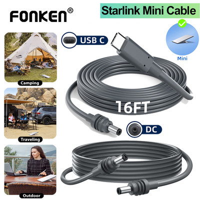 Cáp Mini Fonken Starlink 6.5 / 16.4FT Mini Type-C / DC sang DC 100W Cáp Sạc Vệ Tinh Nguồn Thay Thế Chống Nước Cáp Mini Starlink
