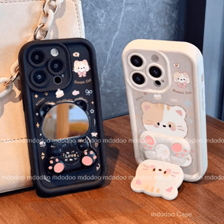  ốp lưng For OPPO A6 Pro Reno 13 13F 7 5G 6 5 8 Pro A60 A79 A78 A58 A57 A74 A95 A55 4G A54 A15 A15S A53 A33 A52 A72 A31 A12 A11K A3S A1K A9 A5 A7 A5S A17K A17 A16K A16 A16S Lite Cartoon Kitty Mirror Stand Soft Phone Case JT 89 