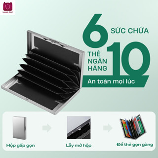 Ví đựng thẻ tín dụng bằng thép không gỉ nhiều ngăn chống RFID